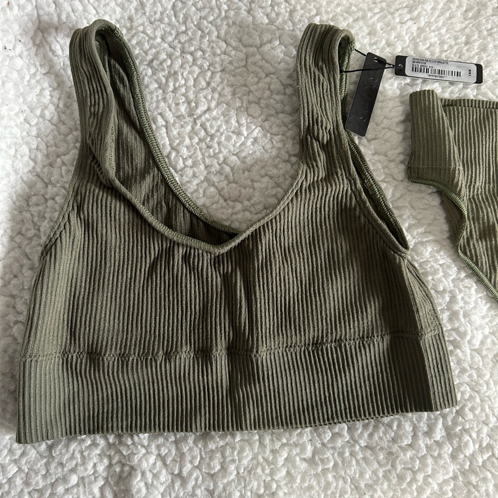 Olive Ribbed Bralette